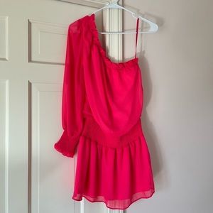TCEC hot pink smocked waist mini dress